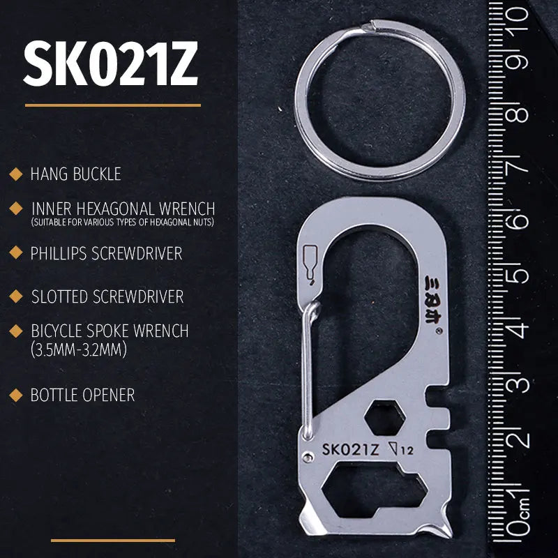 Porte-clés multifonctions SANRENMU en acier inoxydable – Outils EDC compact, résistant et pratique