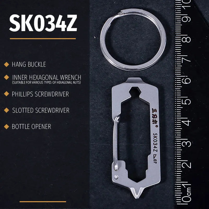 Porte-clés multifonctions SANRENMU en acier inoxydable – Outils EDC compact, résistant et pratique