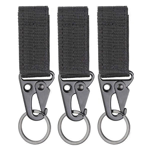 Mousqueton Tactique MOLLE avec Anneau – Clip Ceinture EDC, Sac à Dos, Airsoft (Lot de 1 à 3)