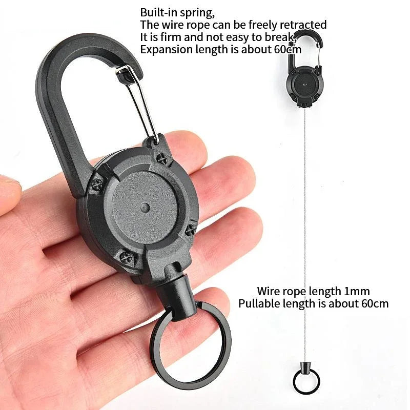 Porte-clés mousqueton rétractable en métal - robuste, pratique et sécurisé
