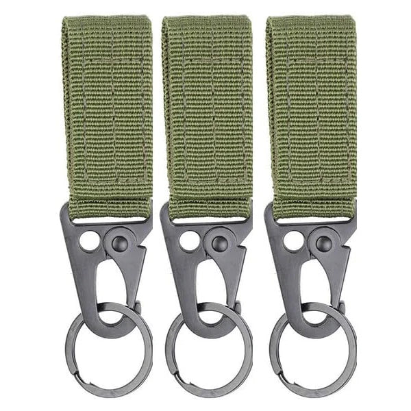 Mousqueton Tactique MOLLE avec Anneau – Clip Ceinture EDC, Sac à Dos, Airsoft (Lot de 1 à 3)
