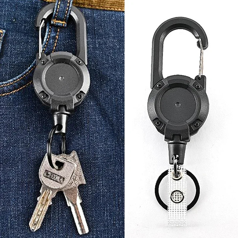 Porte-clés mousqueton rétractable en métal - robuste, pratique et sécurisé