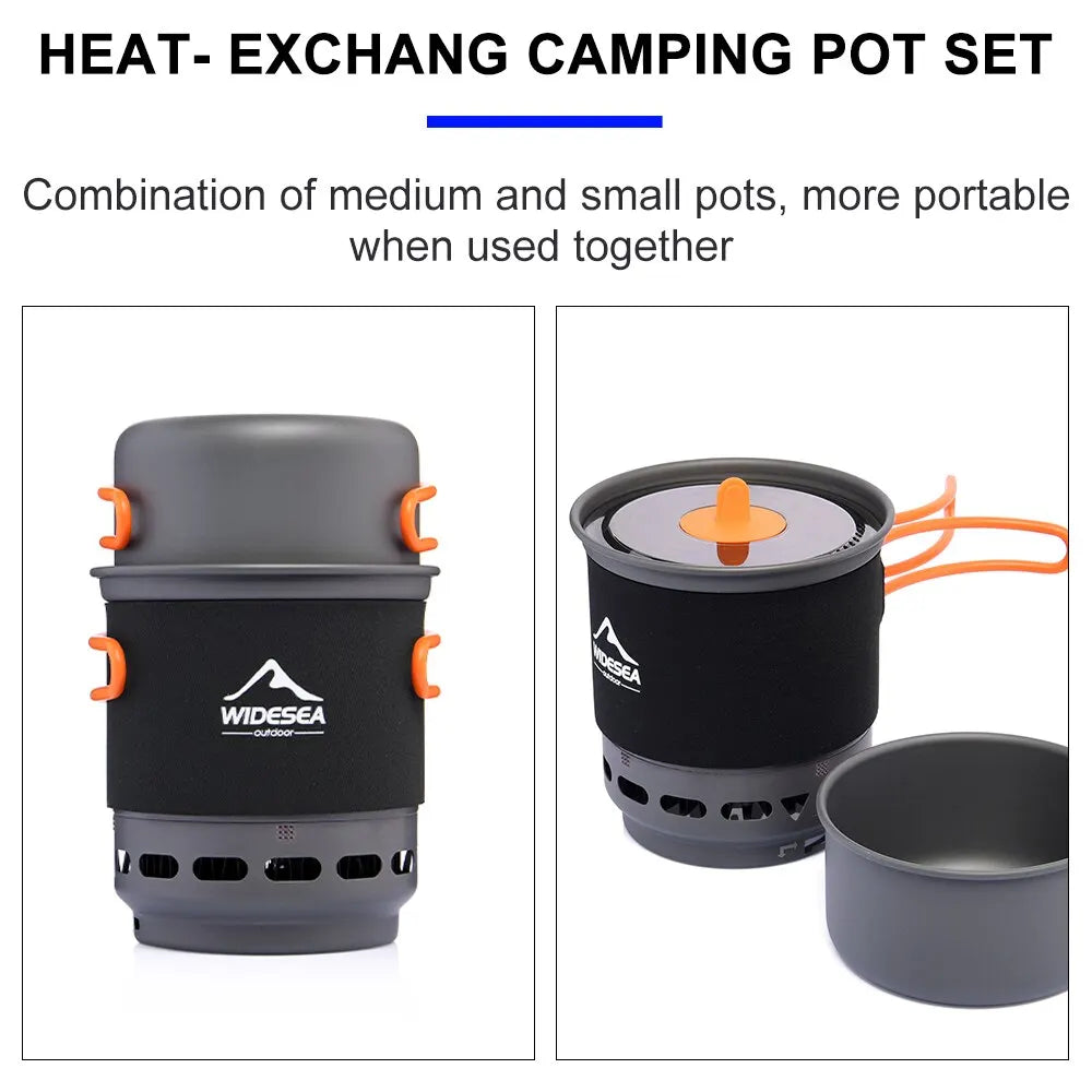 Système de Cuisson WideSea avec Échangeur de Chaleur – Réchaud à Gaz + Set de Casseroles
