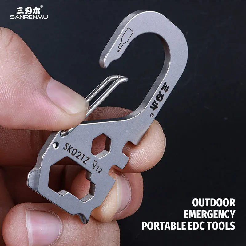 Porte-clés multifonctions SANRENMU en acier inoxydable – Outils EDC compact, résistant et pratique