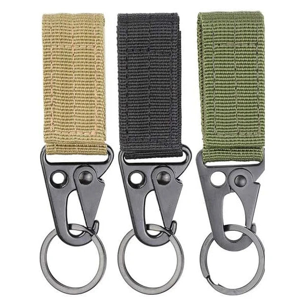 Mousqueton Tactique MOLLE avec Anneau – Clip Ceinture EDC, Sac à Dos, Airsoft (Lot de 1 à 3)