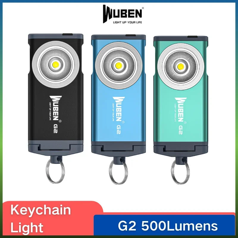 Lampe porte-clés WUBEN G2 – 500 Lumens rechargeable, 5 Modes d’éclairage, USB Type-C, Aimantée