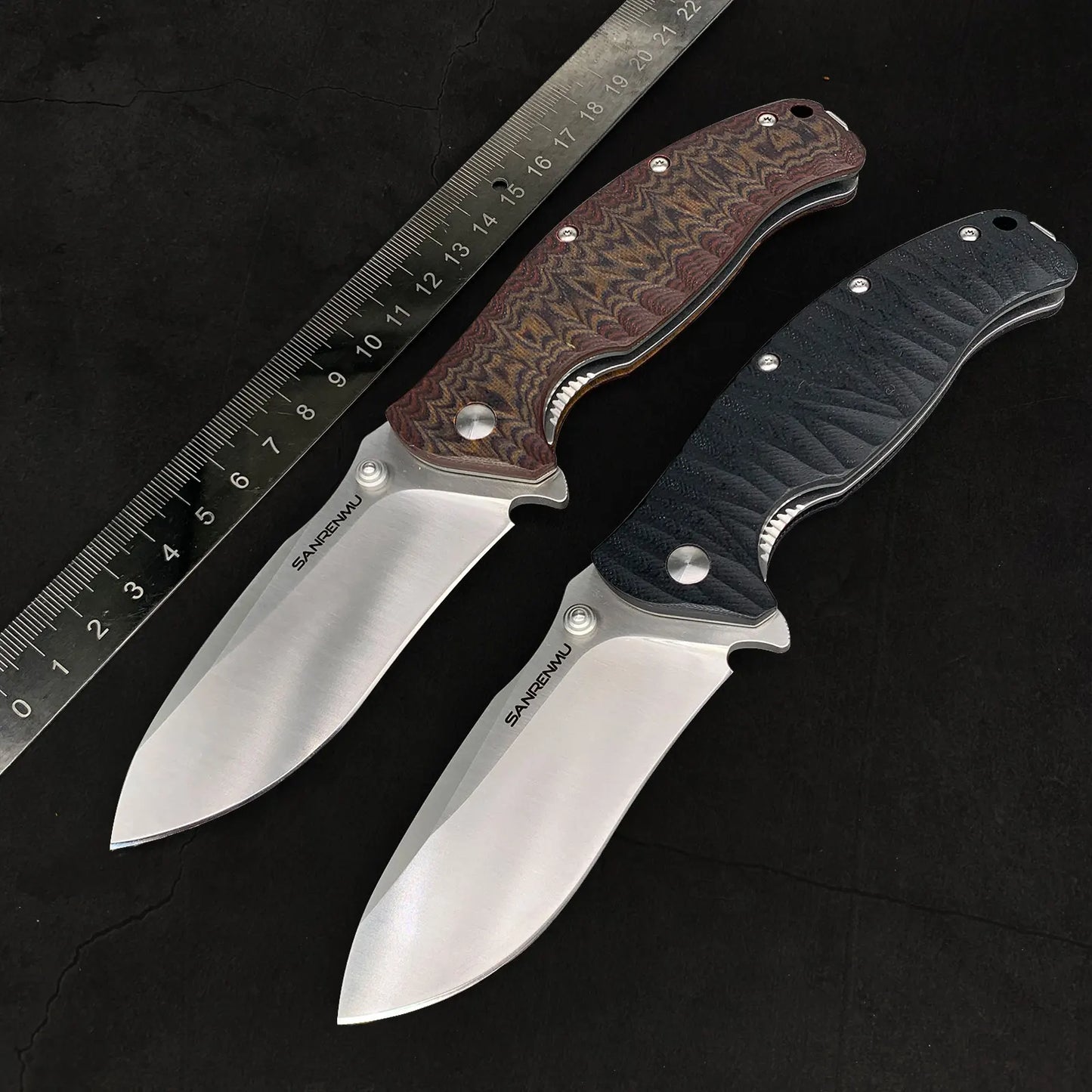 Couteau de Poche Tactique SANRENMU – Lame en Acier 14C28N et Poignée G10