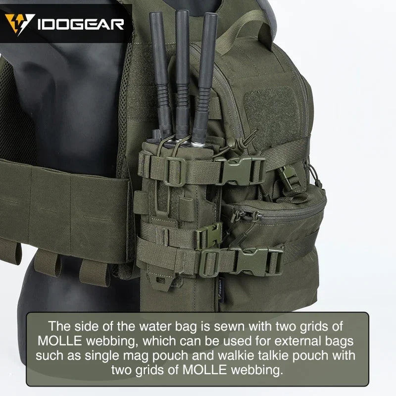 Mini sac d’hydratation tactique IDOGEAR – Nylon 500D, MOLLE, compact et résistant – 32 × 19 × 9,5 cm