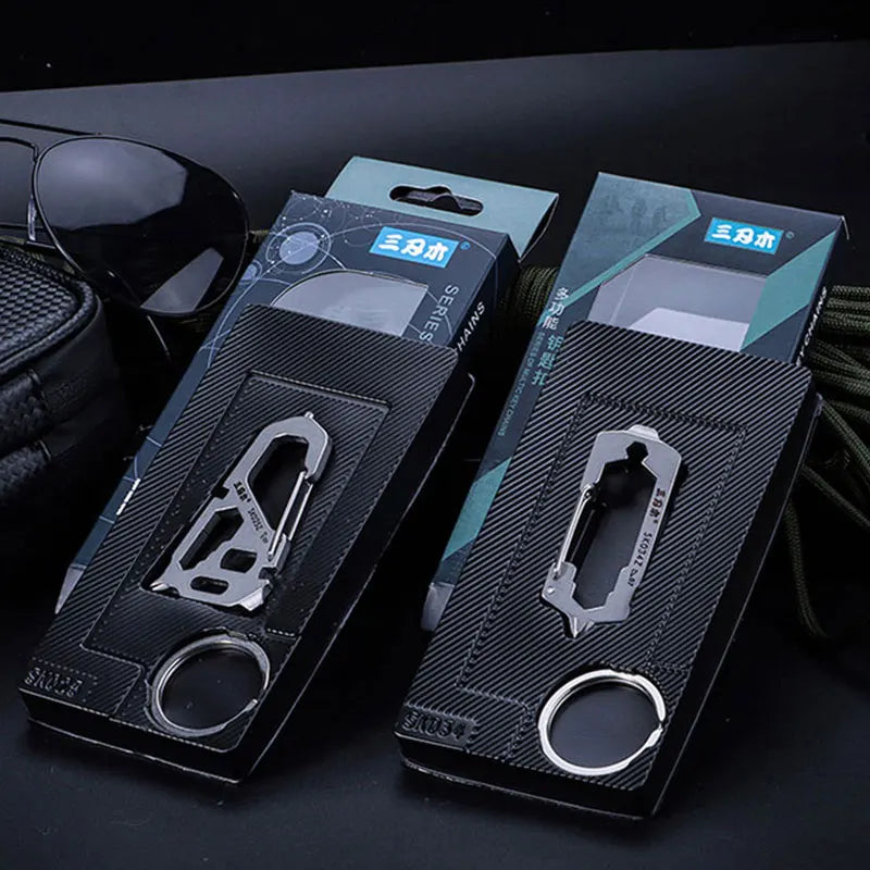 Porte-clés multifonctions SANRENMU en acier inoxydable – Outils EDC compact, résistant et pratique