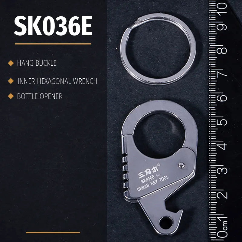 Porte-clés multifonctions SANRENMU en acier inoxydable – Outils EDC compact, résistant et pratique