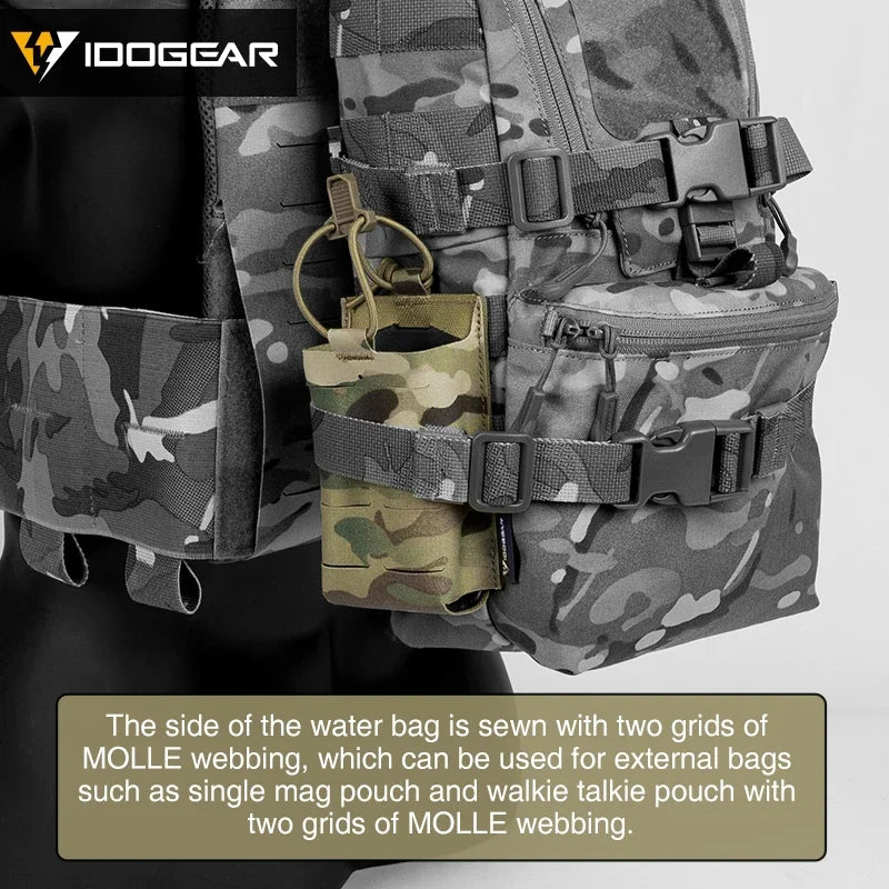 Mini sac d’hydratation tactique IDOGEAR – Nylon 500D, MOLLE, compact et résistant – 32 × 19 × 9,5 cm
