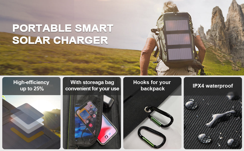 Chargeur Solaire Portable 21W – ALLPOWERS Pliable 2 Ports USB | Énergie Solaire Outdoor & Camping