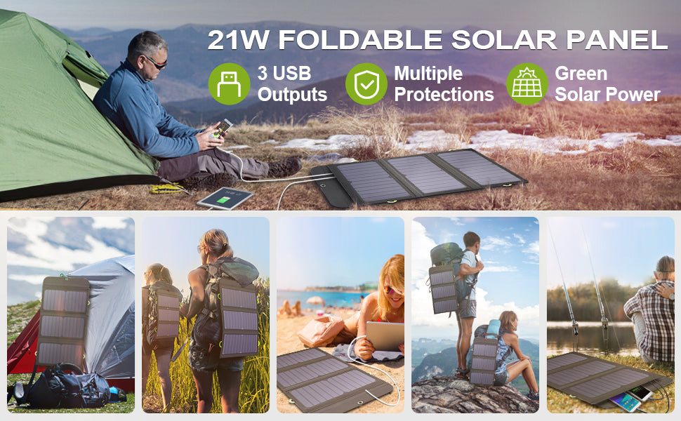 Chargeur Solaire Portable 21W – ALLPOWERS Pliable 2 Ports USB | Énergie Solaire Outdoor & Camping