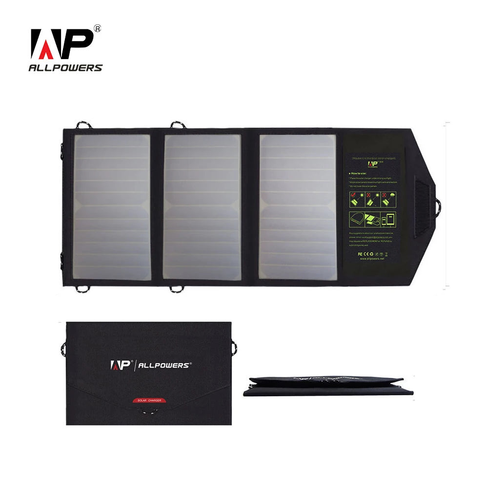 Chargeur Solaire Portable 21W – ALLPOWERS Pliable 2 Ports USB | Énergie Solaire Outdoor & Camping