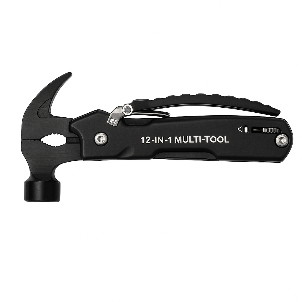 Marteau Multi-Outils 12 en 1 - Pince, Scie, Tournevis, Couteau, Idéal Camping & Outdoor
