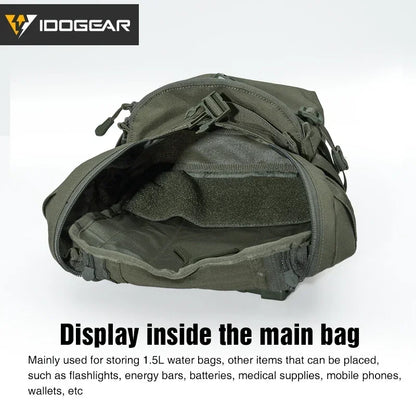 Mini sac d’hydratation tactique IDOGEAR – Nylon 500D, MOLLE, compact et résistant – 32 × 19 × 9,5 cm
