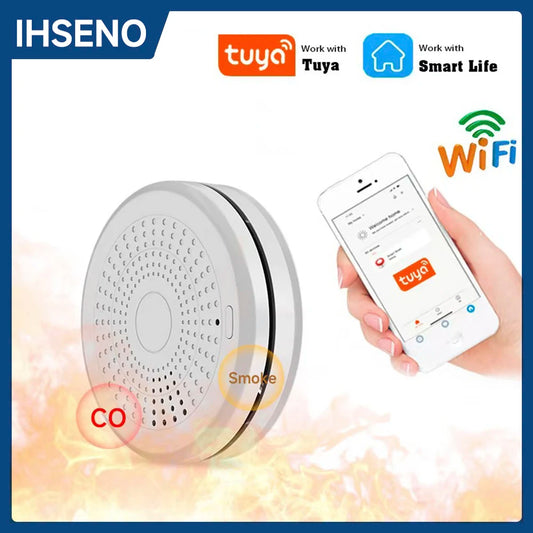 Détecteur de fumée & monoxyde de carbone IHSENO WiFi Tuya – 2 en 1 Intelligent