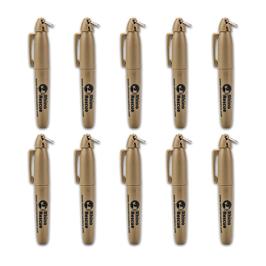 Stylo tactique (Lot de 10) Rhino Rescue – Marqueur permanent ultra résistant, format EDC