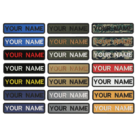Patch nom personnalisé 10x2,5 cm – Étiquette brodée personnalisable avec velcro ou thermocollant