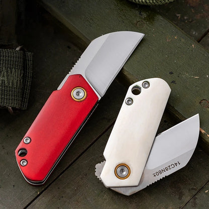 Couteau de Poche Mini Tactique – Lame Inox 14C28N & Manche en Os Blanc