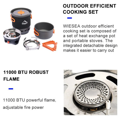 Système de Cuisson WideSea avec Échangeur de Chaleur – Réchaud à Gaz + Set de Casseroles