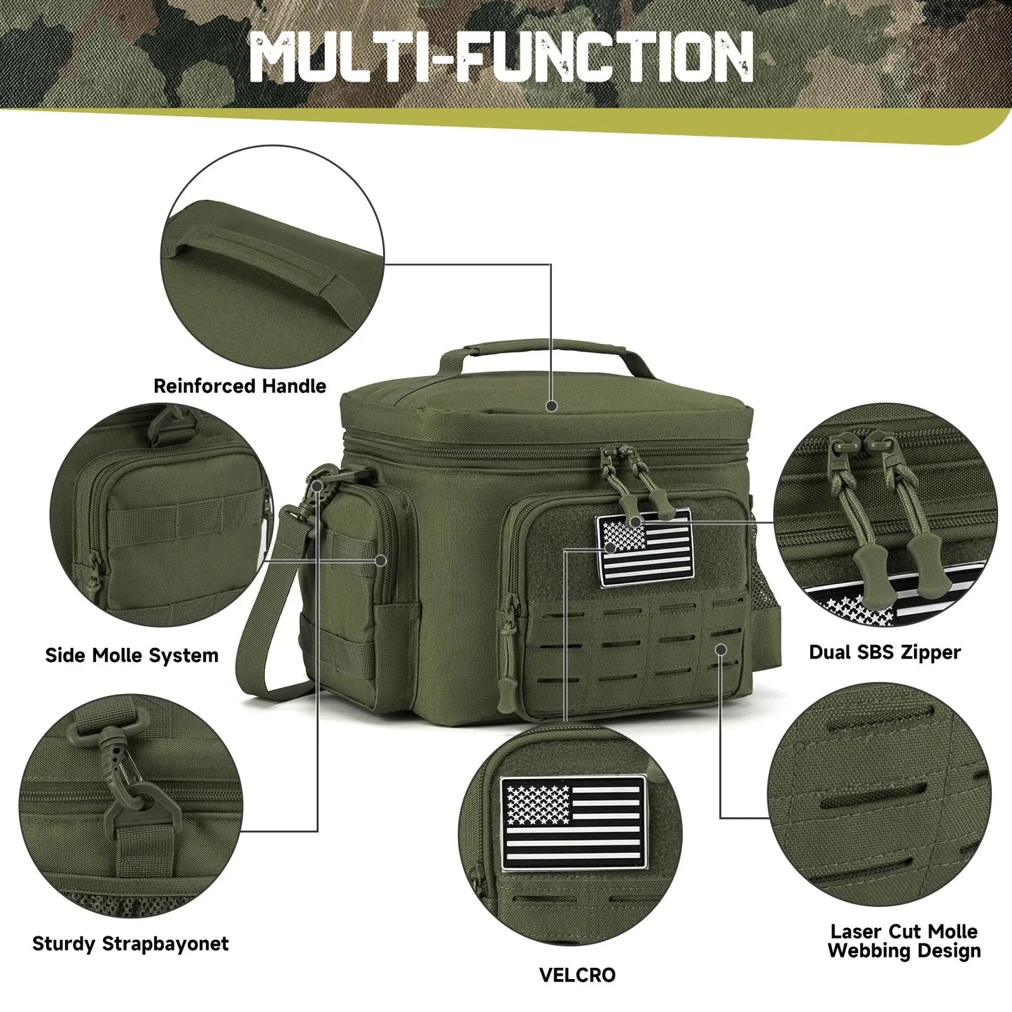 Lunch box tactique isotherme – Sac repas robuste et étanche pour camping, travail ou randonnée