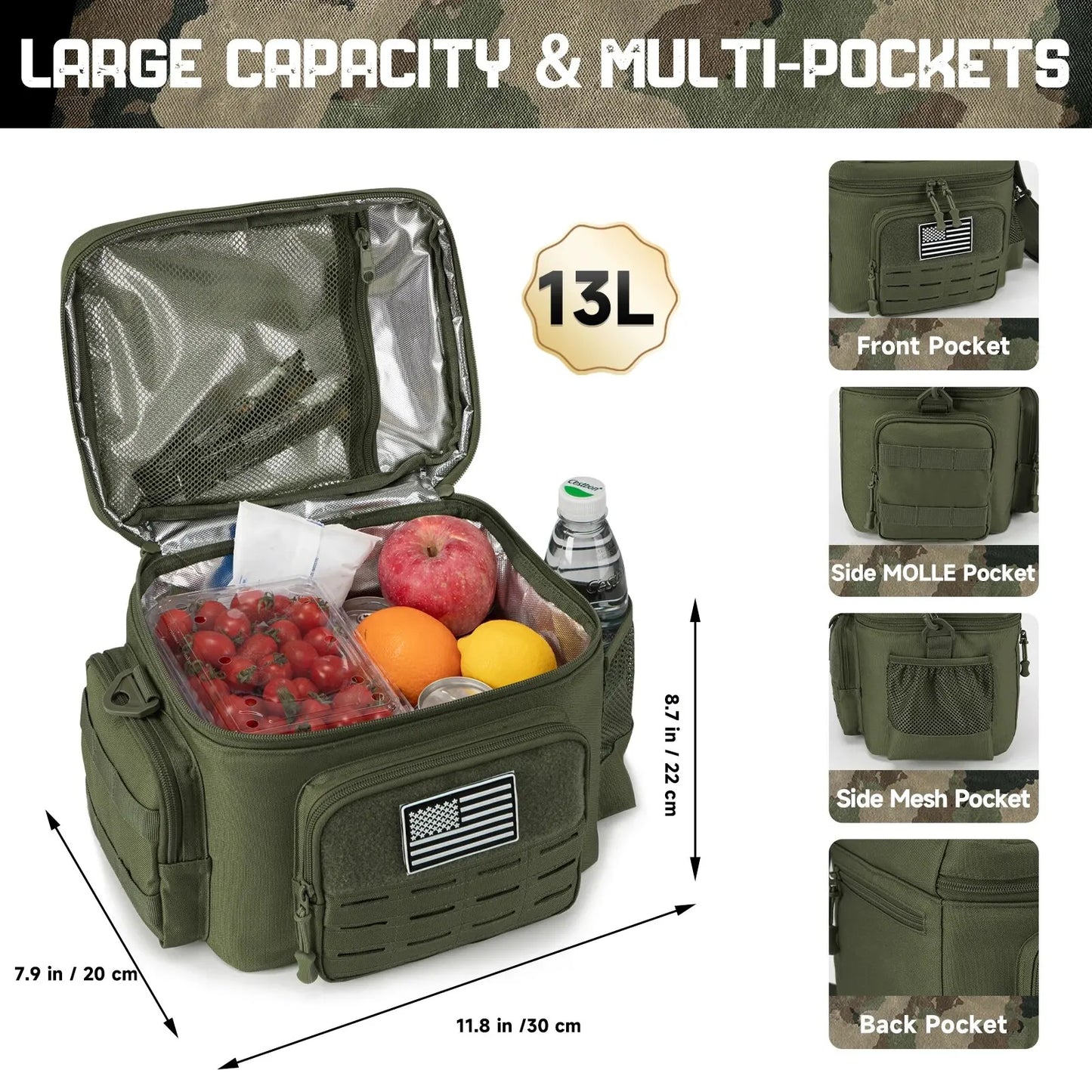 Lunch box tactique isotherme – Sac repas robuste et étanche pour camping, travail ou randonnée