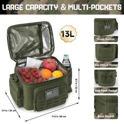Lunch box tactique isotherme – Sac repas robuste et étanche pour camping, travail ou randonnée