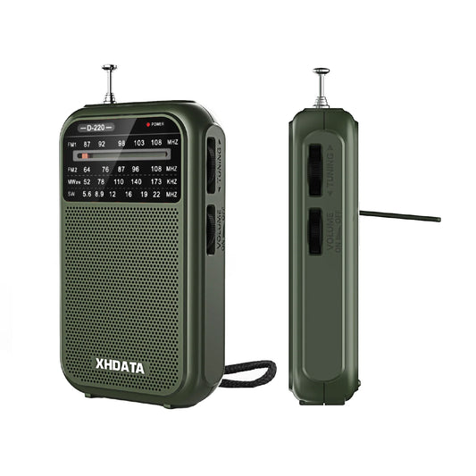 Radio portable rétro XHDATA D-220 - 4 bandes AM/FM/SW, haute sensibilité DSP