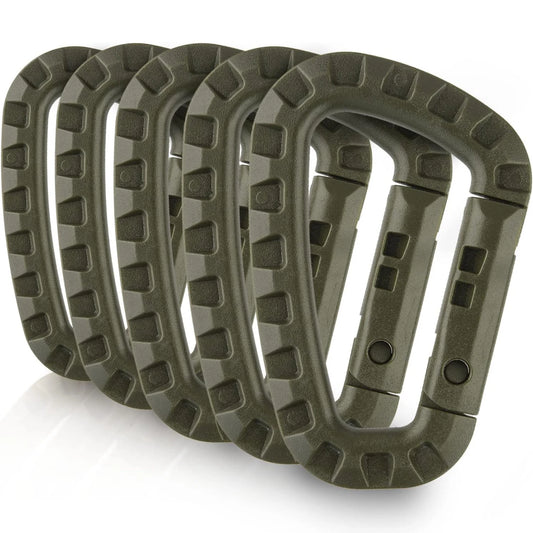 Lot de 5 Mousquetons Tactiques MOLLE D-Shape – Clip Léger ABS pour EDC, Sac à Dos, Outdoor