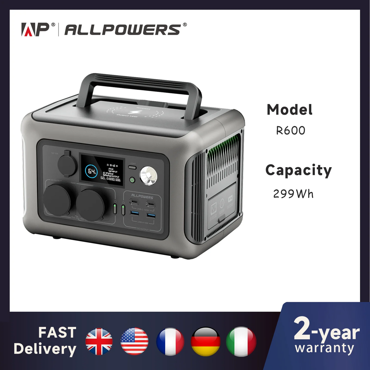 Station Électrique Portable ALLPOWERS R600 - 299Wh / 600W