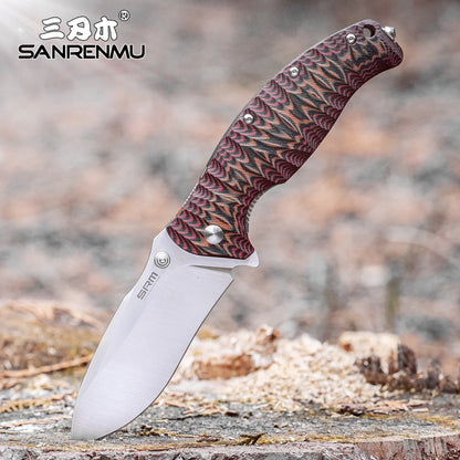 Couteau de Poche Tactique SANRENMU – Lame en Acier 14C28N et Poignée G10